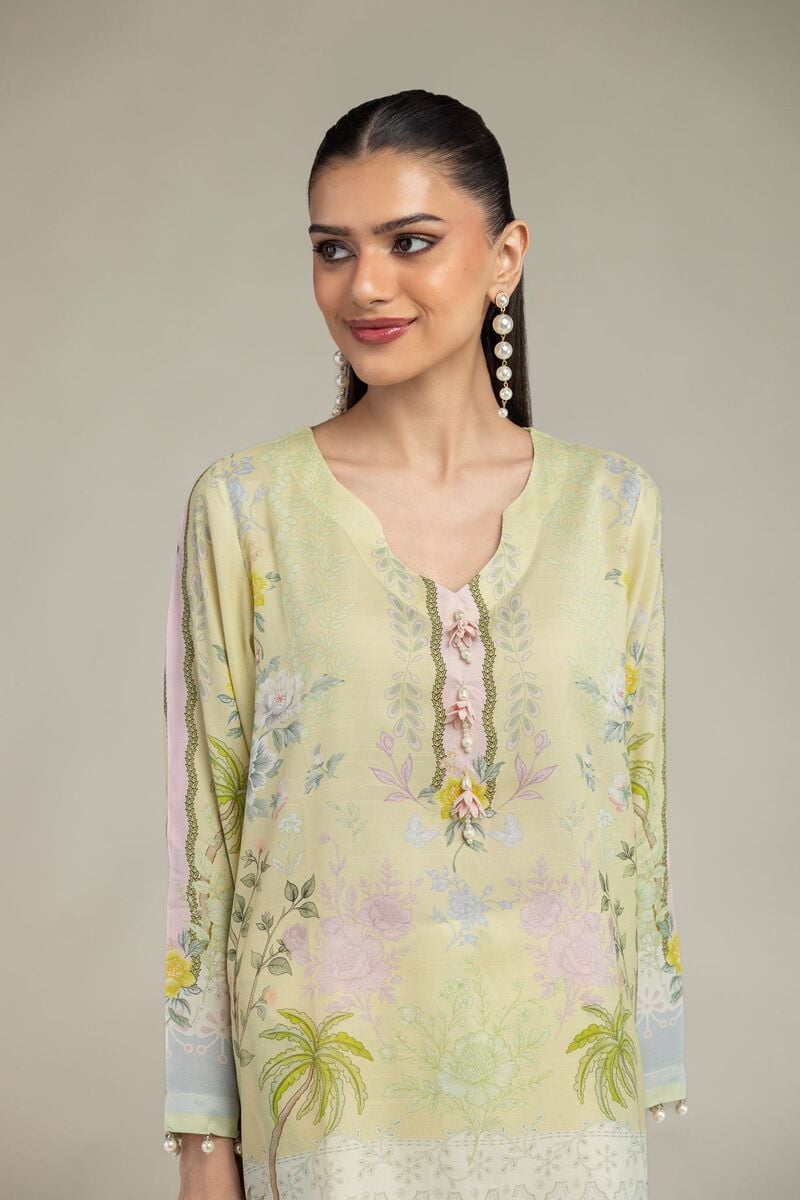 Embroidered | Raw Silk | Floral Silk Kurta | USD 45.00