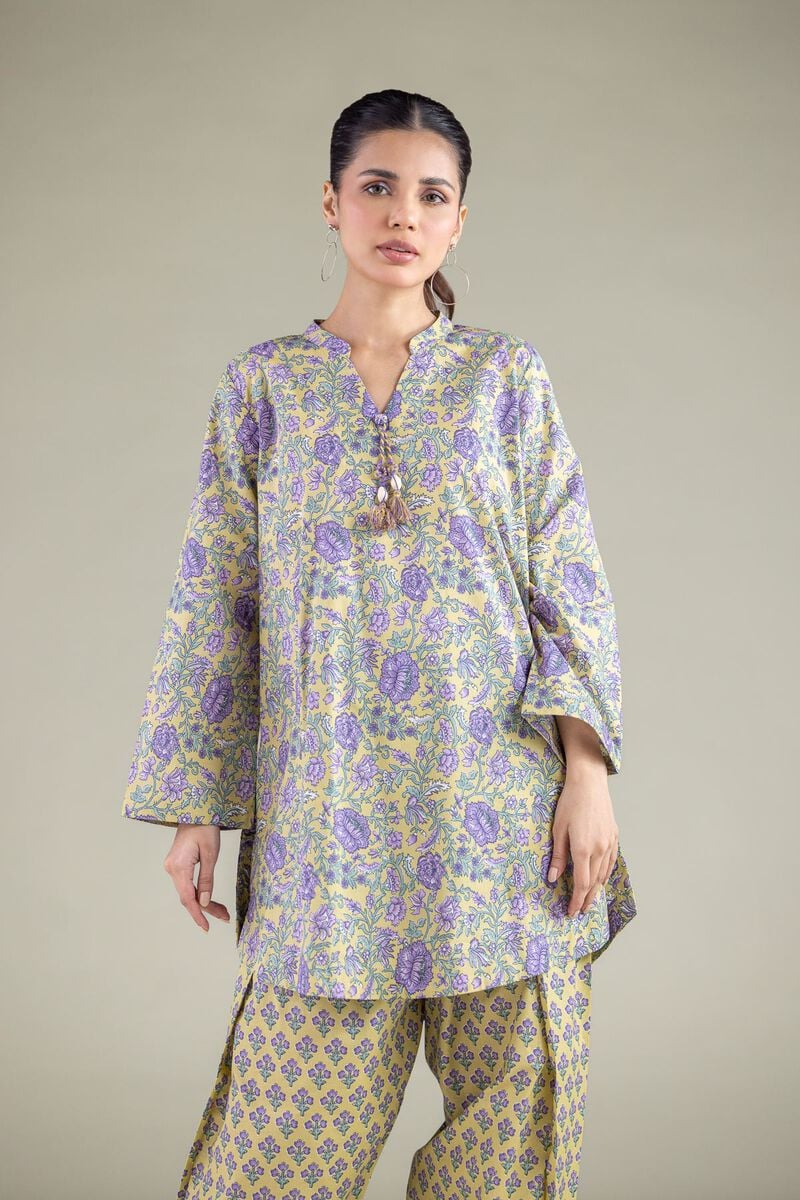 Printed | Cambric | Floral Band-Collar Kurta | USD 30.00