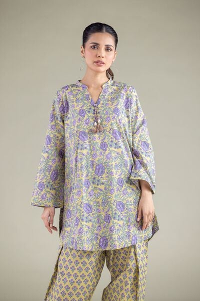 Printed | Cambric | Floral Band-Collar Kurta | USD 30.00