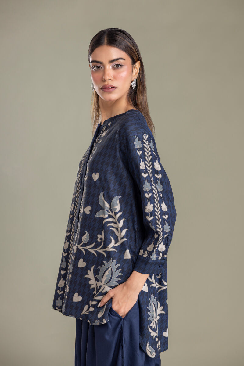 Printed | Viscose Crepe | Navy Floral Shirt | USD 40.00