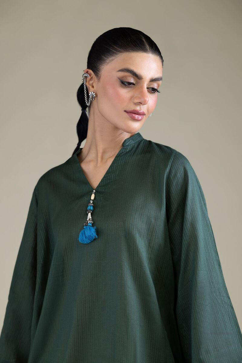 Dyed | Cotton Dobby | Solid V-Neck Kurta | USD 35.00