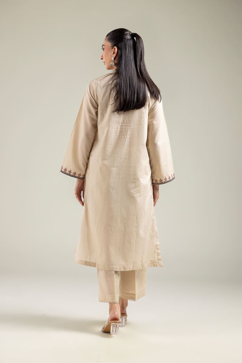 Embroidered | Mesuri | Floral Beige Kurta | USD 35.00