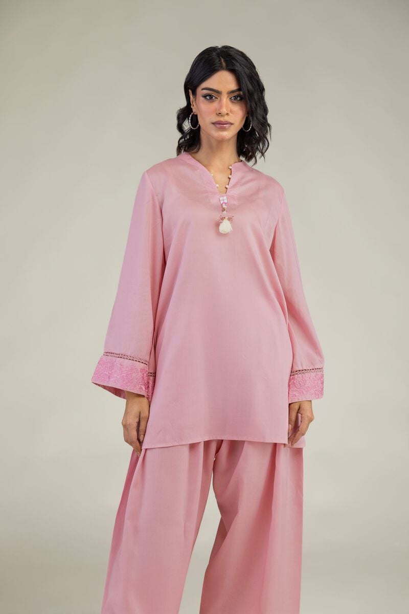 Embroidered | Lyocell | Short V-Neck Kurta | USD 40.00