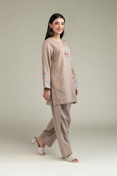 Dyed | Cotton Dobby | Beige Solid Pants | USD 30.00