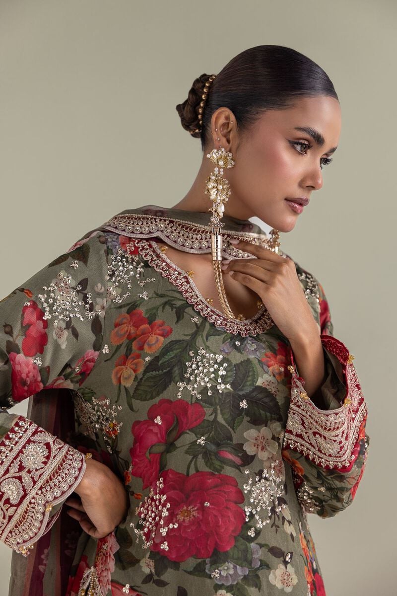 Embroidered | Chiffon | Floral 3-Piece Co-ords | USD 180.00