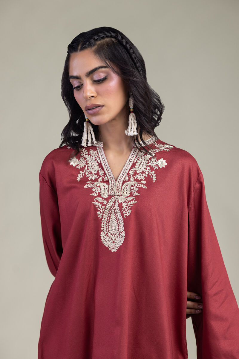 Embroidered | Viscose Crepe | Viscose V-Neck Tunic | USD 40.00