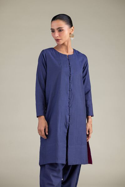 Dyed | Textured Raw Silk | Solid Navy Kurta | USD 45.00