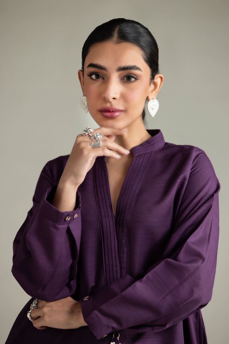 Dyed | Textured Cotton | Long V-Neck Kurta | USD 30.00