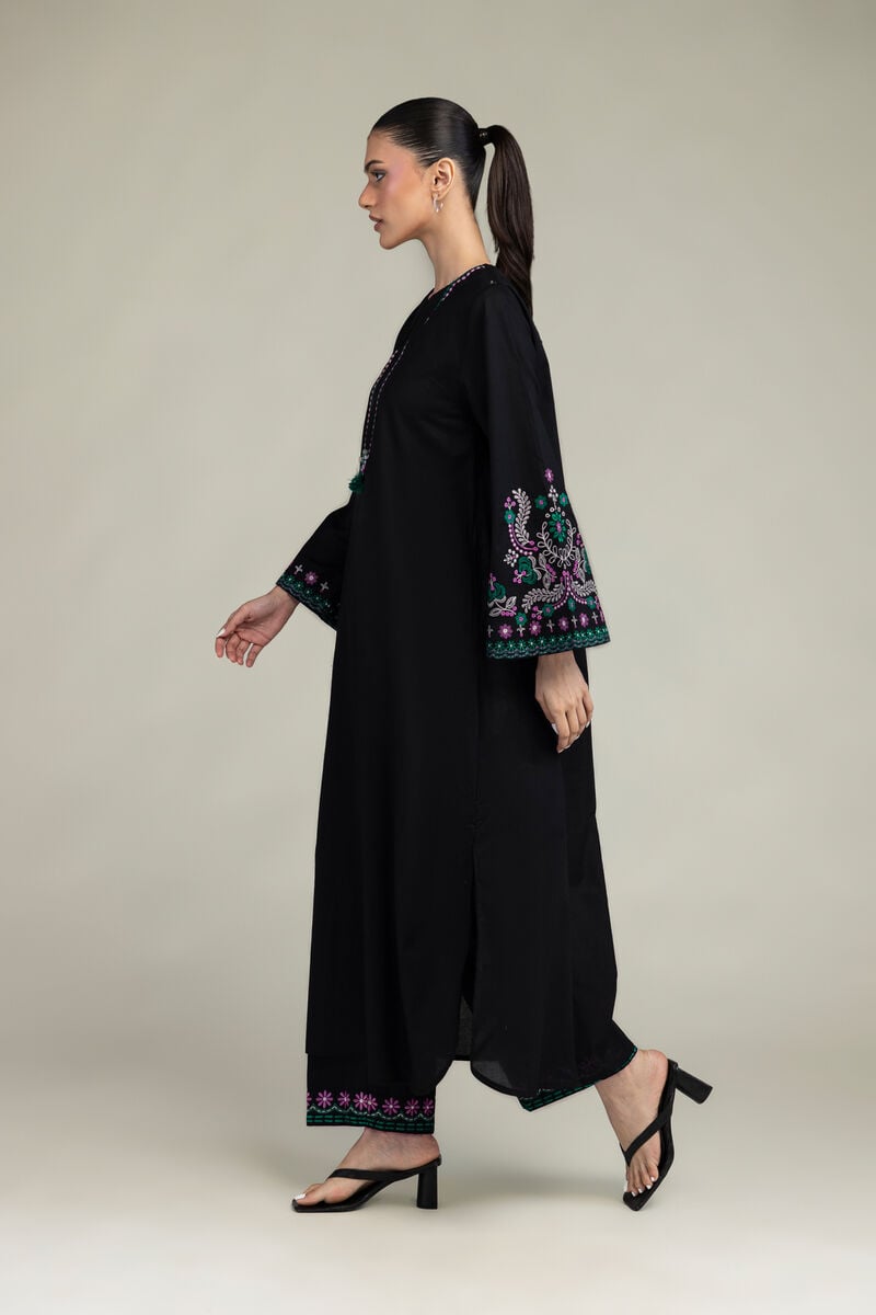 Embroidered | Cambric | Black Cambric Kurta | USD 45.00