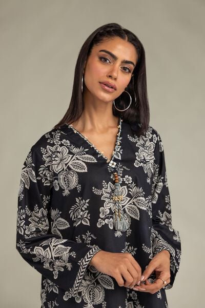Printed | Cambric | Black Cambric Kurta | USD 35.00