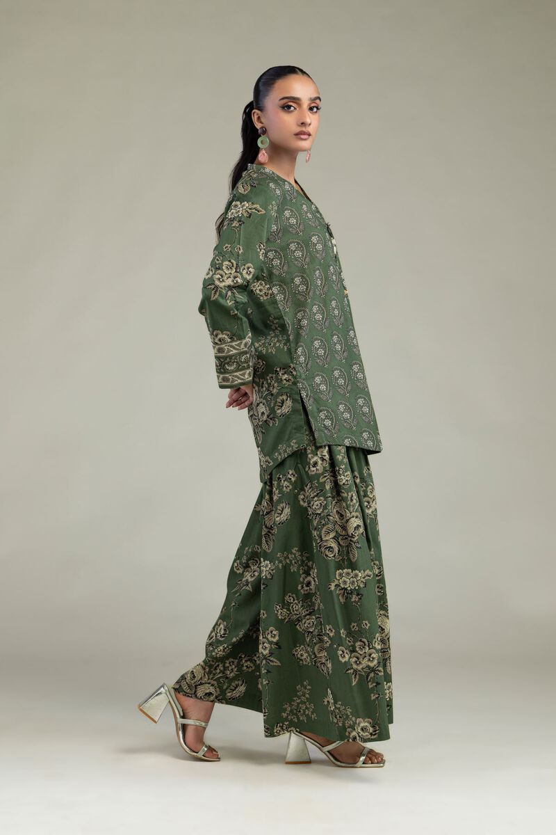 Printed | Cambric | Green Floral Pants | USD 30.00