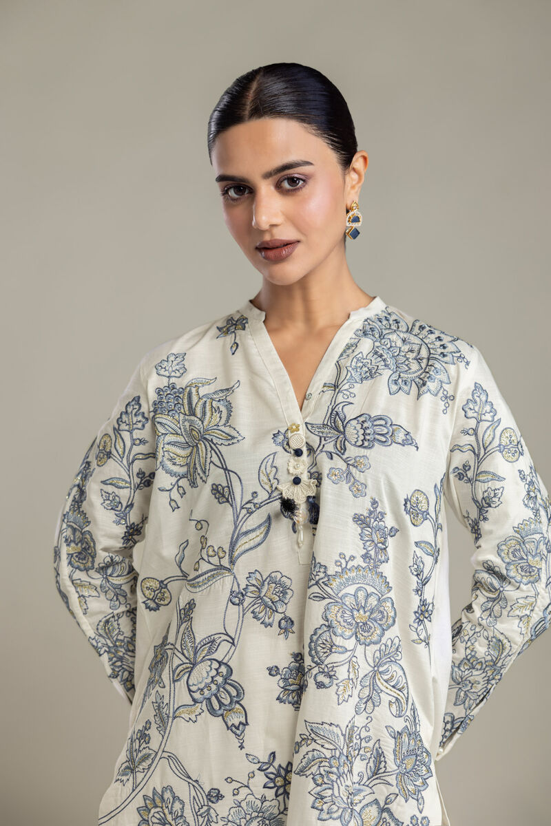 Embroidered | Raw Silk | Floral Silk Kurta | USD 70.00