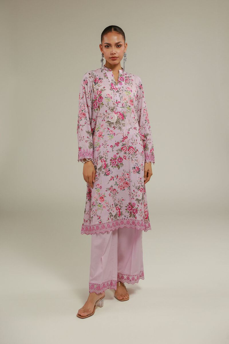 Embroidered | Raw Silk | Floral Longline Kurta | USD 60.00