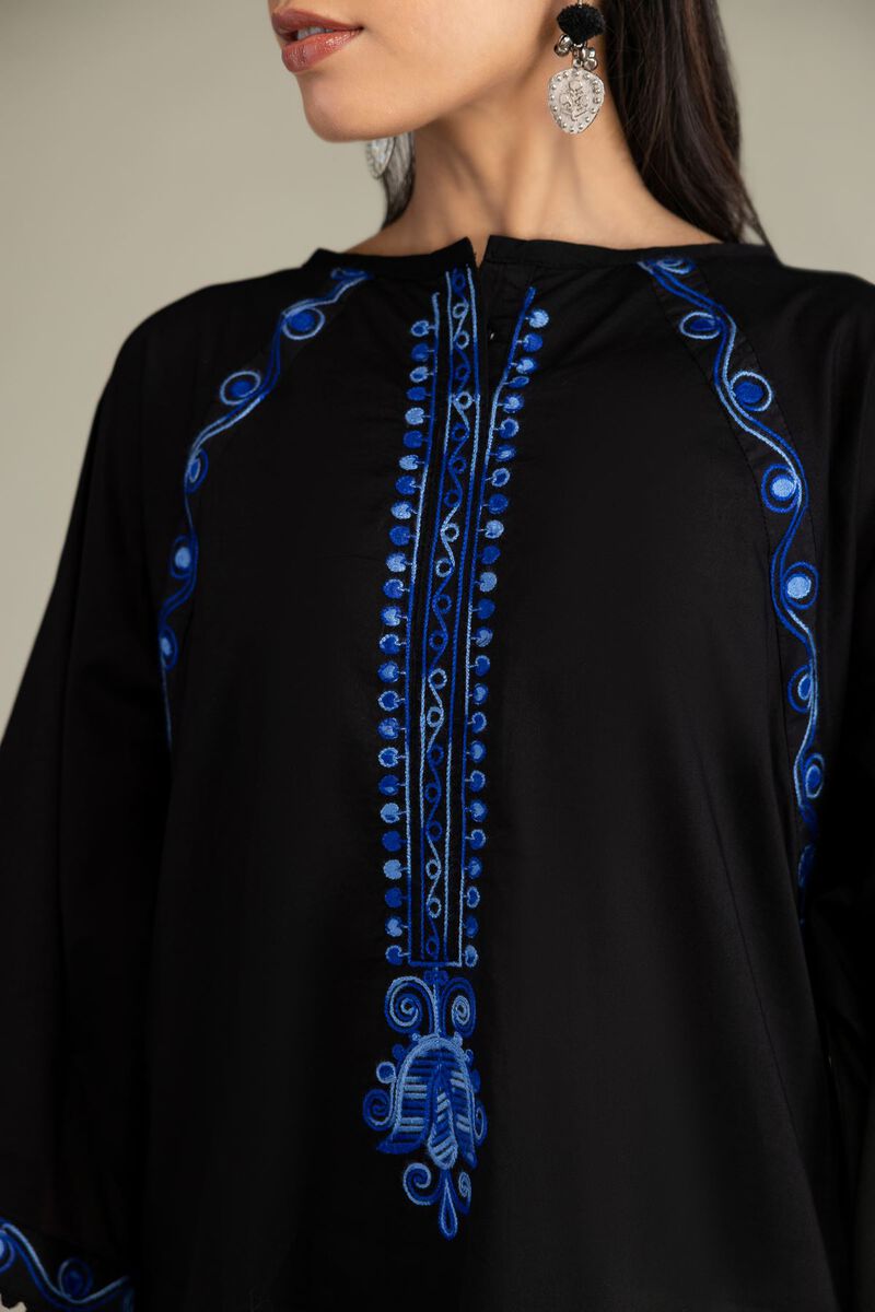 Embroidered | Cambric | Black Cambric Kurta | USD 40.00