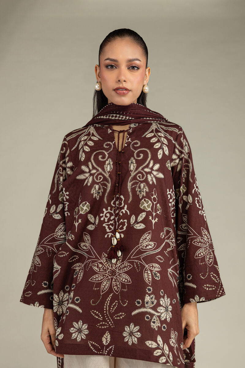 Printed | Voile | Brown Printed Dupatta | USD 25.00