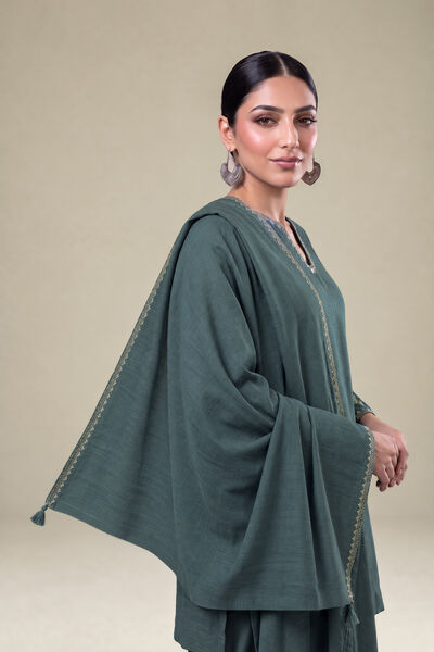 Embroidered | Light Khaddar | Blue Solid Dupatta | USD 35.00