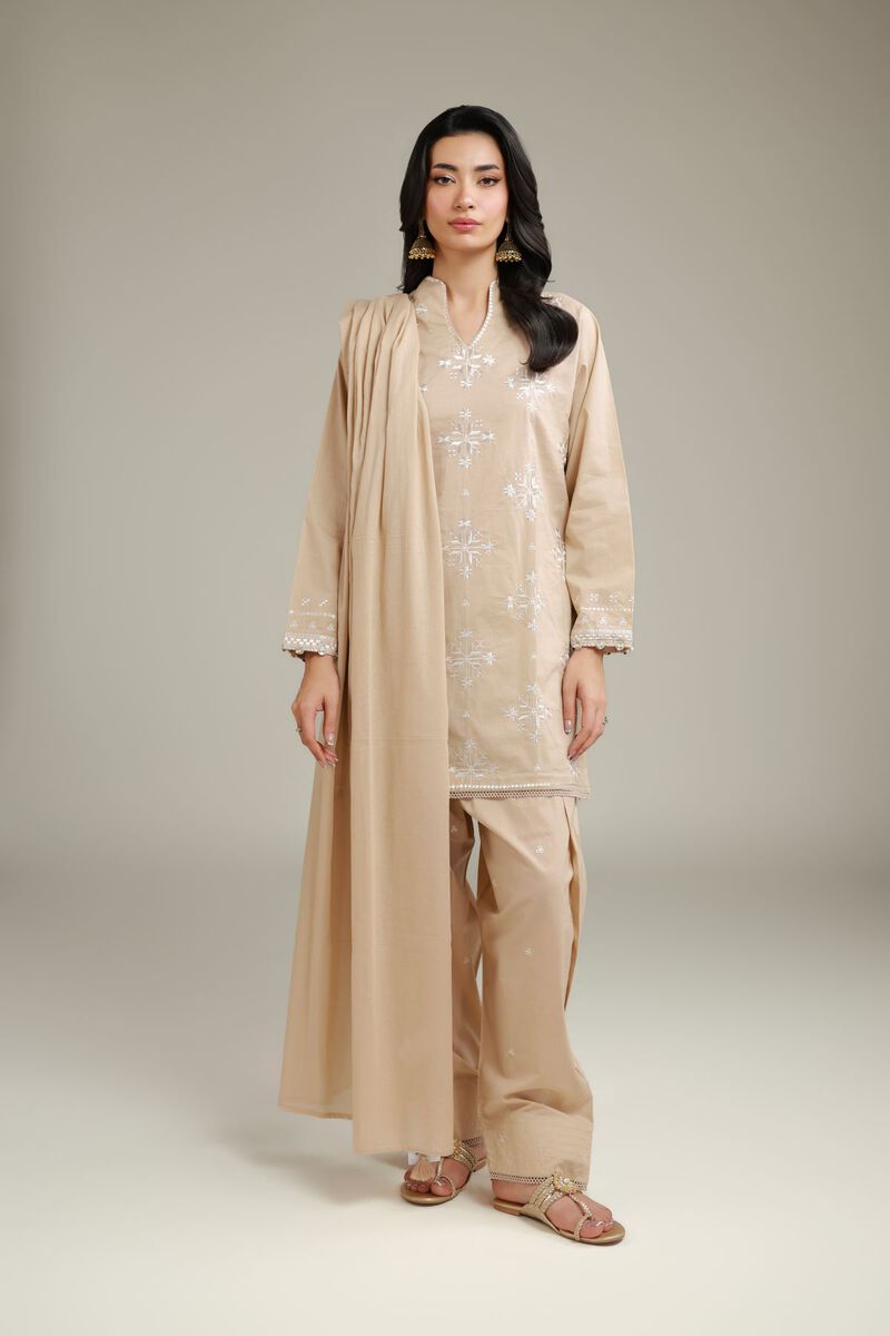 Embroidered | Lawn | Embroidered Beige Dupatta | USD 25.00