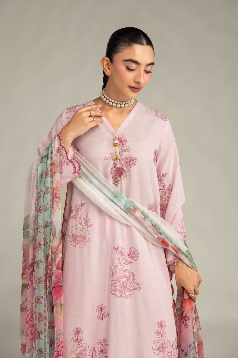 Embroidered | Mesuri | Pink Floral Dupatta | USD 30.00