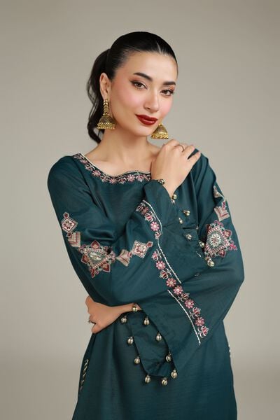 Embroidered | Raw Silk | Geometric Silk Kurta | USD 65.00