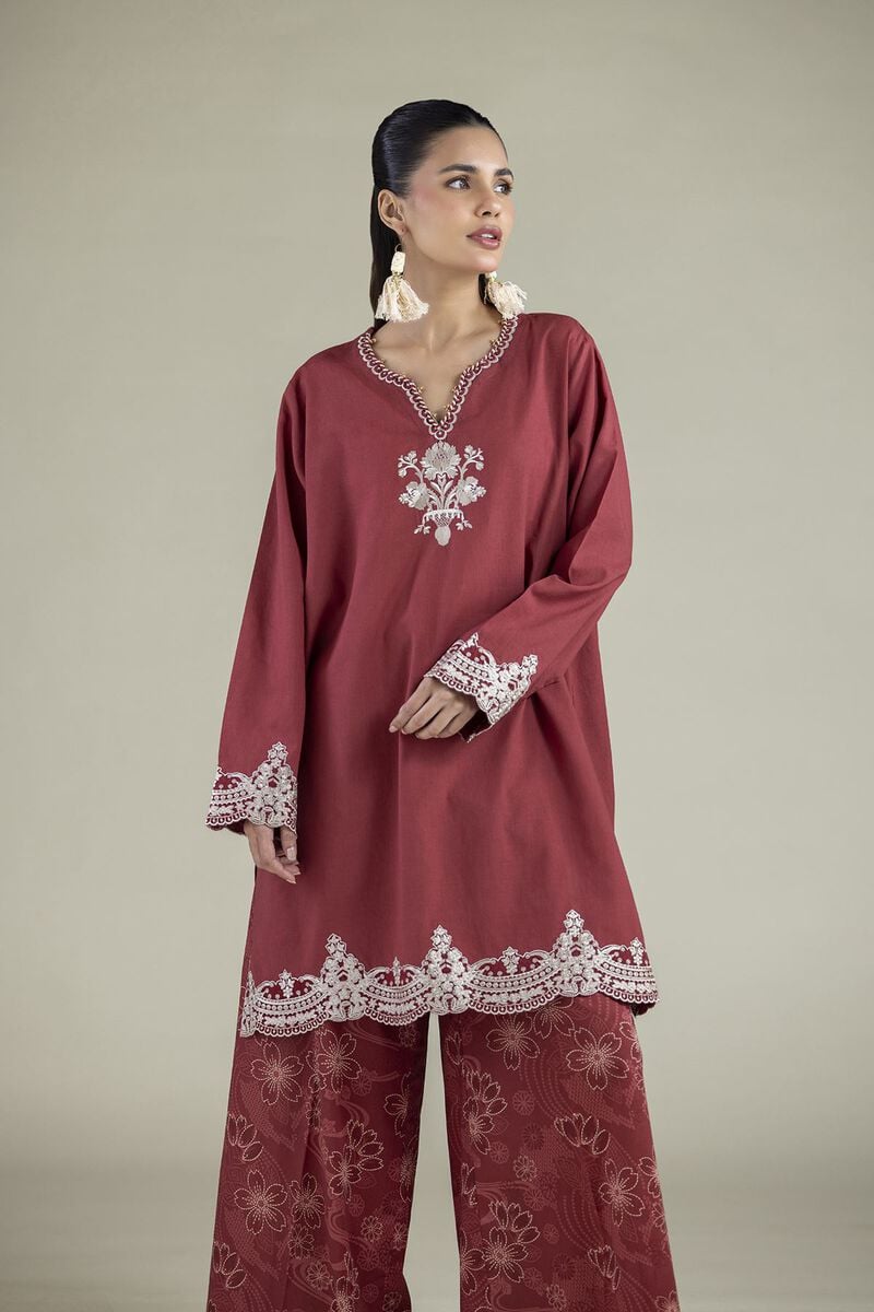 Embroidered | Cambric | Tailored 2-Piece Set | USD 55.00