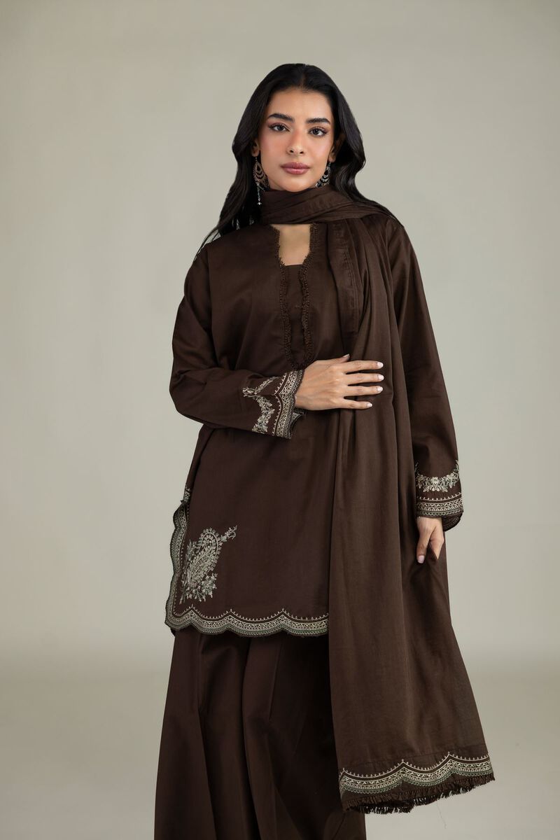 Embroidered | Lawn | Brown Lawn Dupatta | USD 35.00