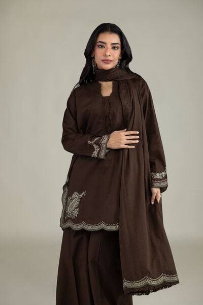 Embroidered | Lawn | Brown Lawn Dupatta | USD 35.00