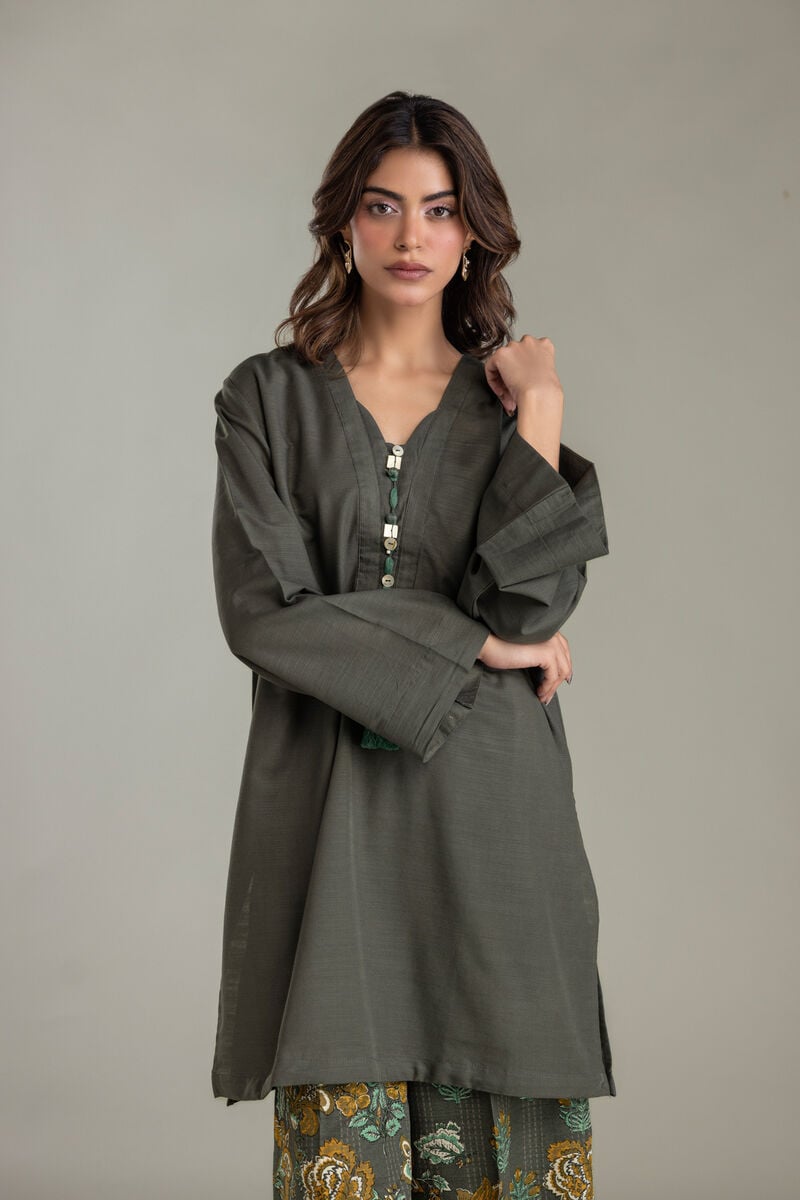 Printed | Light Khaddar | Short V-Neck Kurta | USD 35.00