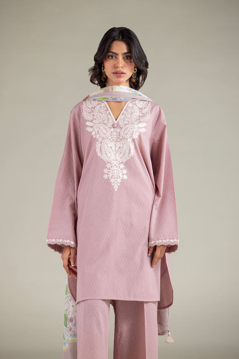 Embroidered | Cotton Dobby | Tailored Cotton 3-Piece | USD 65.00