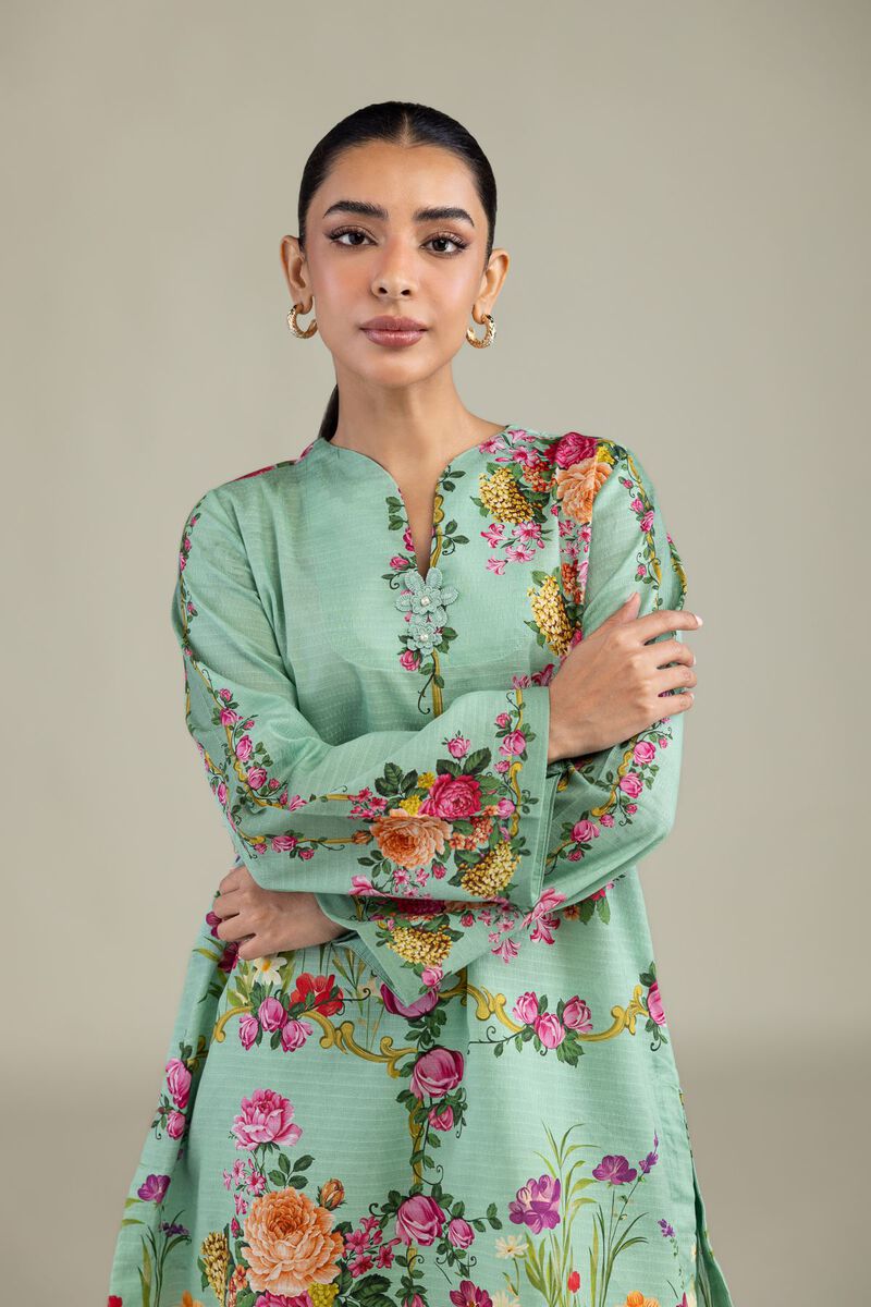 Printed | Cotton Dobby | Mint Dobby Kurta | USD 35.00
