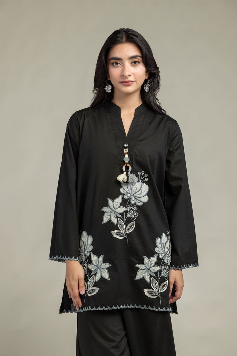 Cambric | Floral Black Kurta | USD 45.00