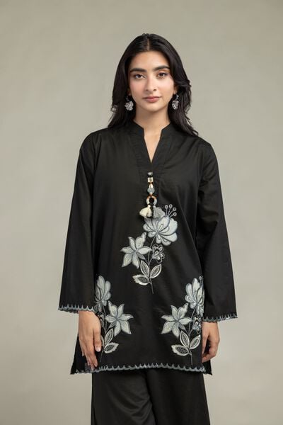 Cambric | Floral Black Kurta | USD 45.00