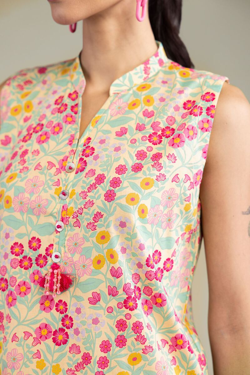 Printed | Cambric | Long Sleeveless Kurta | USD 35.00