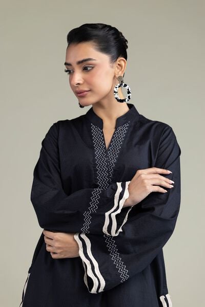 Embroidered | Cotton Dobby | Black Cotton Kurta | USD 35.00