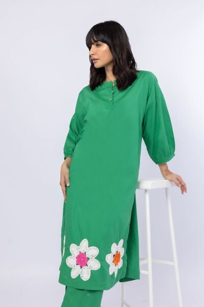 Embroidered | Crosshatch Poplin | Kurta | USD 40.00