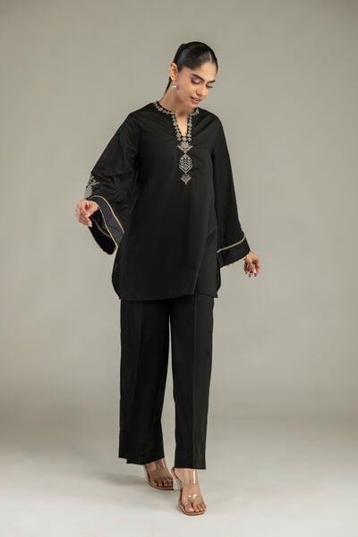 Embroidered | Cambric | Black Solid Pants | USD 30.00
