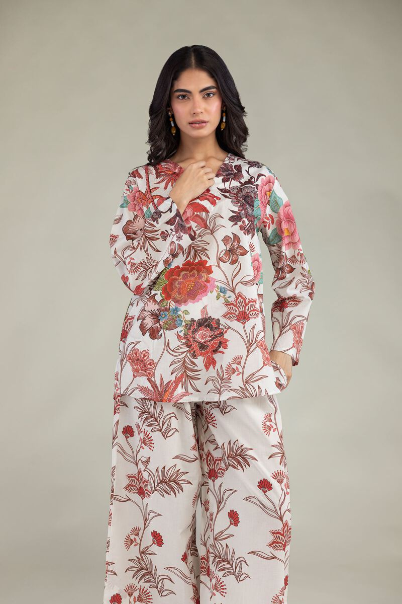 Printed | Cambric | Floral V-Neck Blouse | USD 35.00