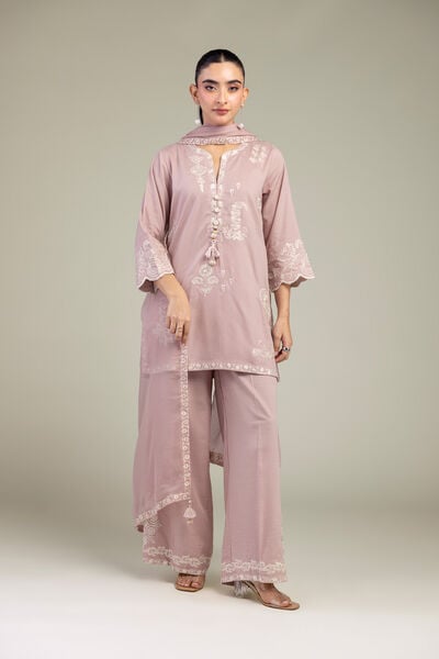Embroidered | Raw Silk | Pink Floral Pants | USD 40.00