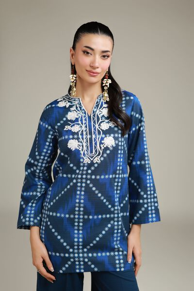 Embroidered | Cotton Dobby | Blue Cotton Kurta | USD 30.00