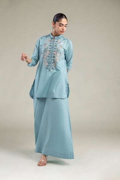Embroidered | Cambric | Light Blue Pants | USD 30.00