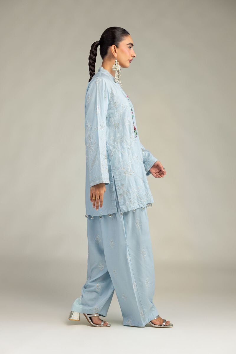 Embroidered | Raw Silk | Solid Blue Shalwar | USD 40.00