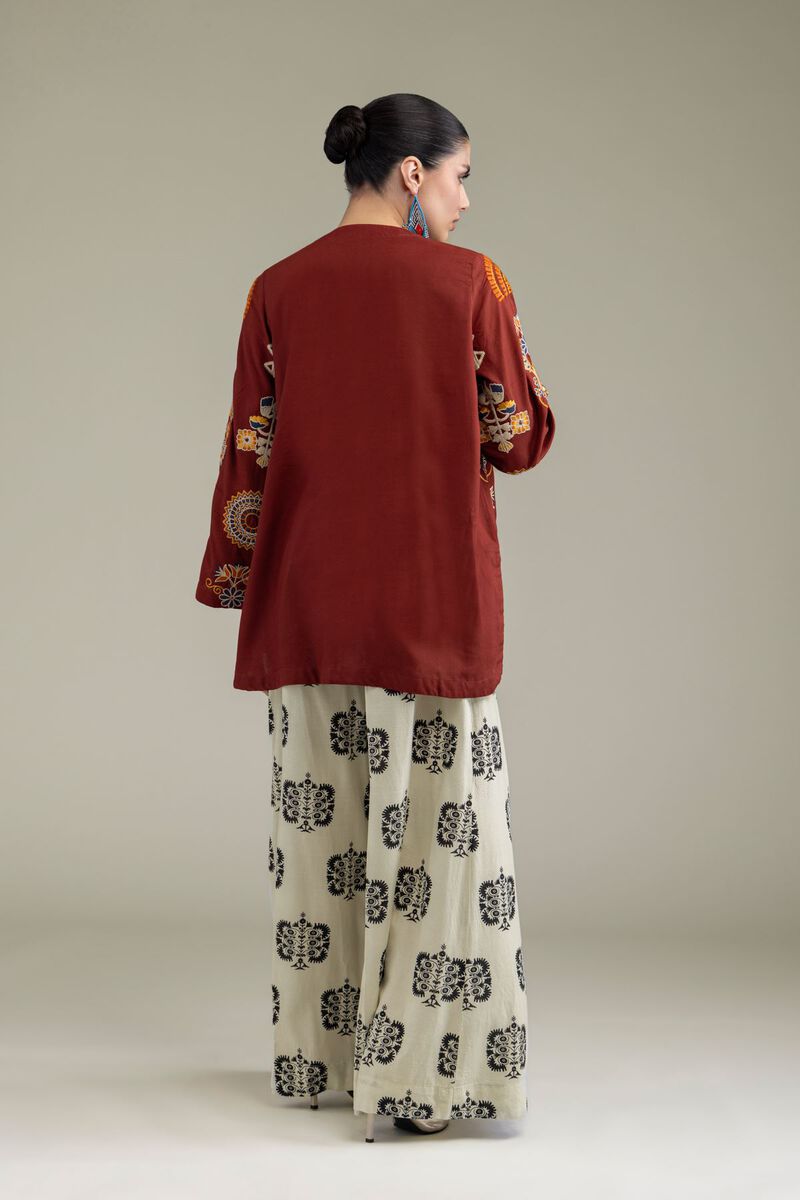 Embroidered | Raw Silk | Rust Silk Kurta | null