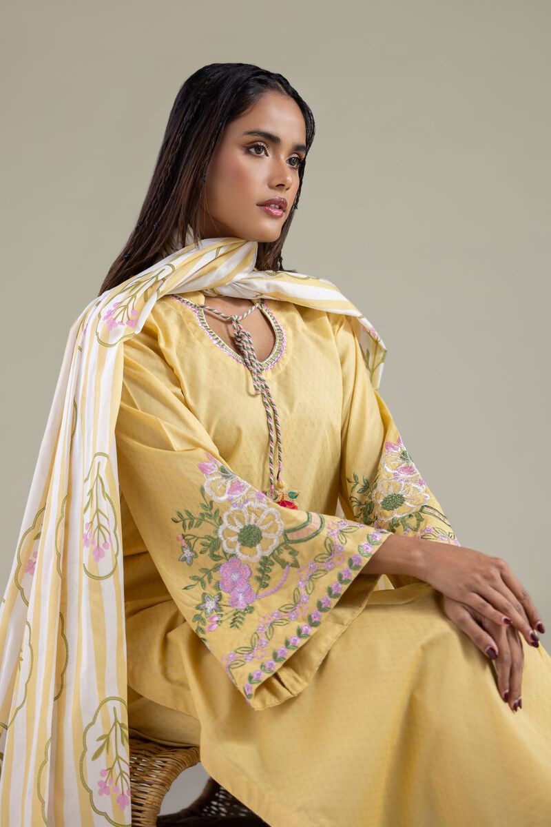 Embroidered | Lawn | Floral Striped Dupatta | USD 25.00