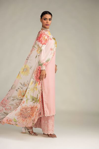 Embroidered | Mesuri | Pink Floral Dupatta | USD 30.00