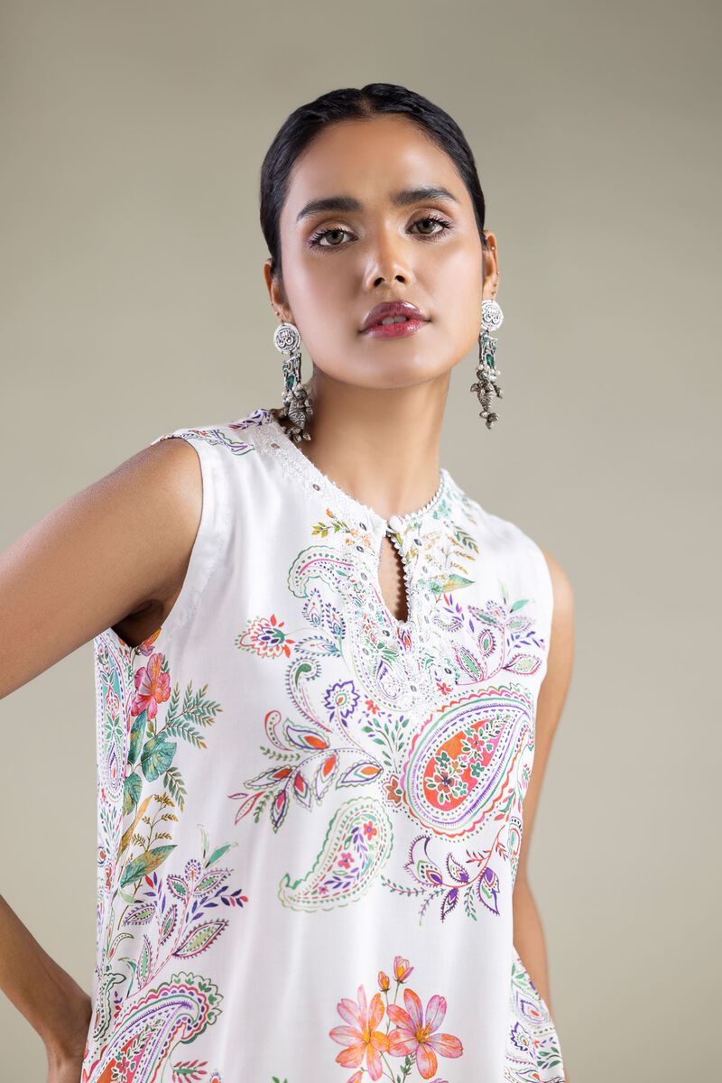 Embroidered | Viscose | Floral Sleeveless Kurta | USD 35.00