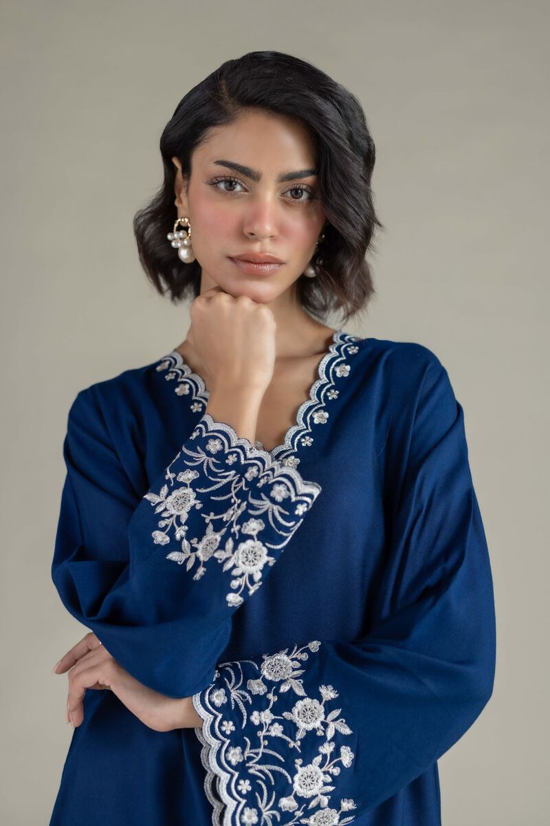 Embroidered | Heavy Blended Viscose | Floral Scalloped Kurta | USD 35.00