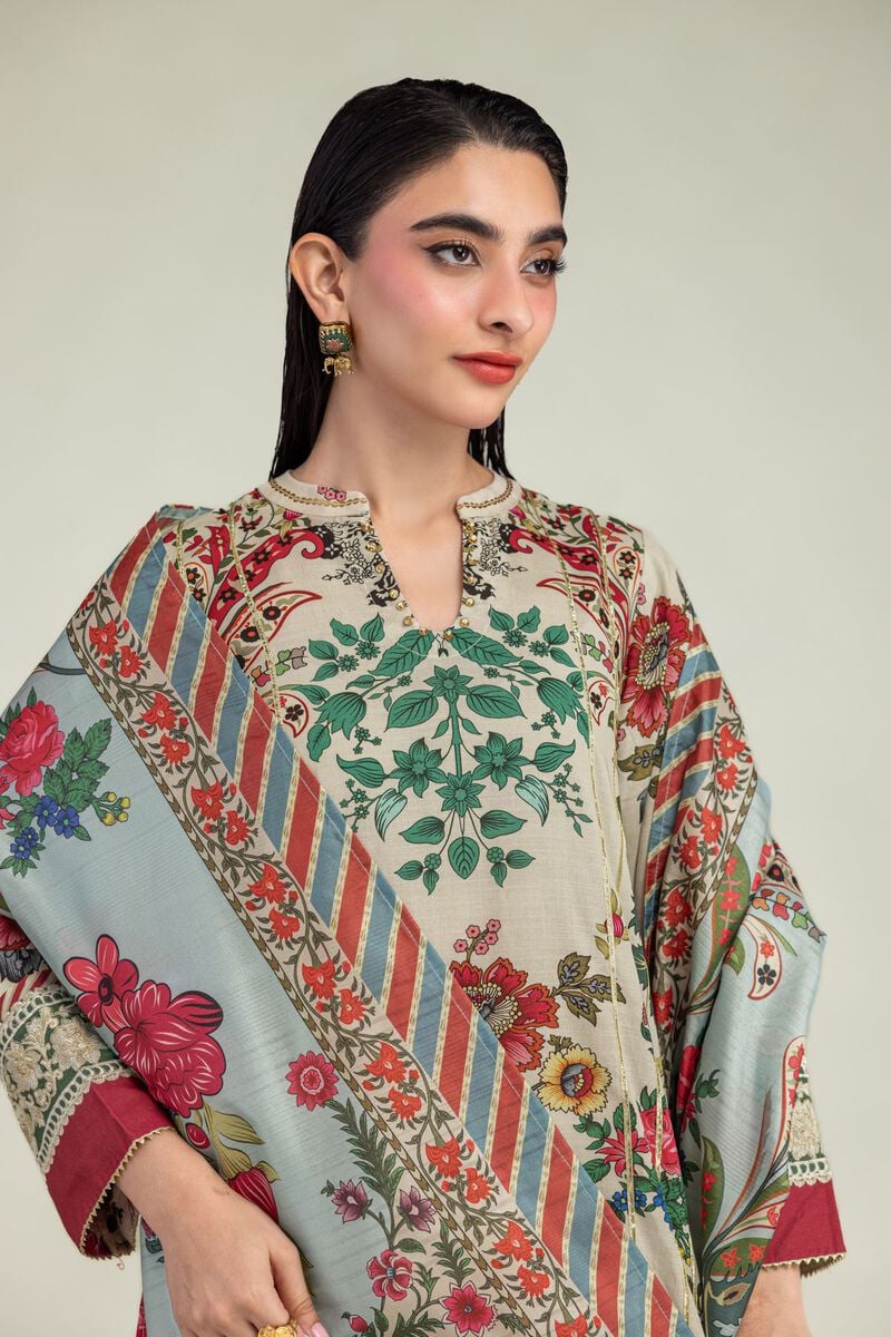Embroidered | Mesuri | Floral Beige Dupatta | USD 30.00