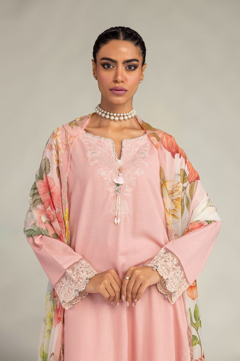 Embroidered | Mesuri | Pink Floral Dupatta | USD 30.00
