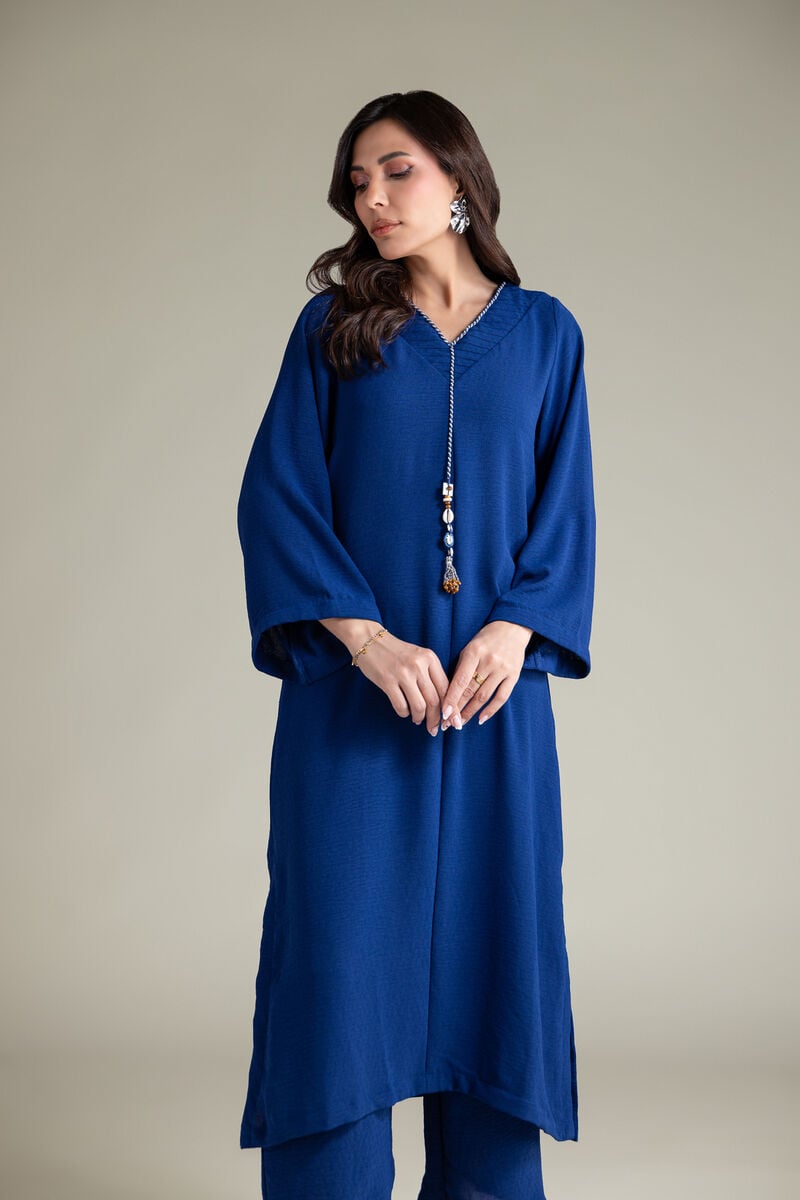 Dyed | Textured Georgette | Blue Georgette Kurta | USD 40.00