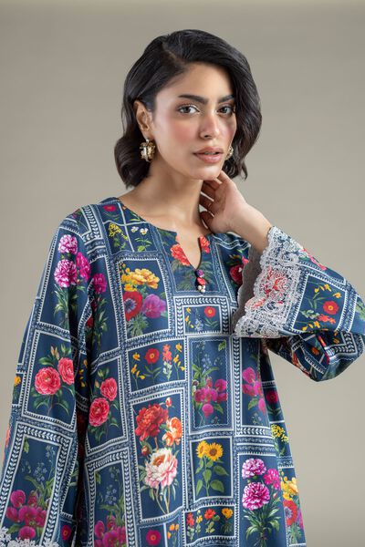Embroidered | Marina | Floral Geometric Kurta | USD 30.00