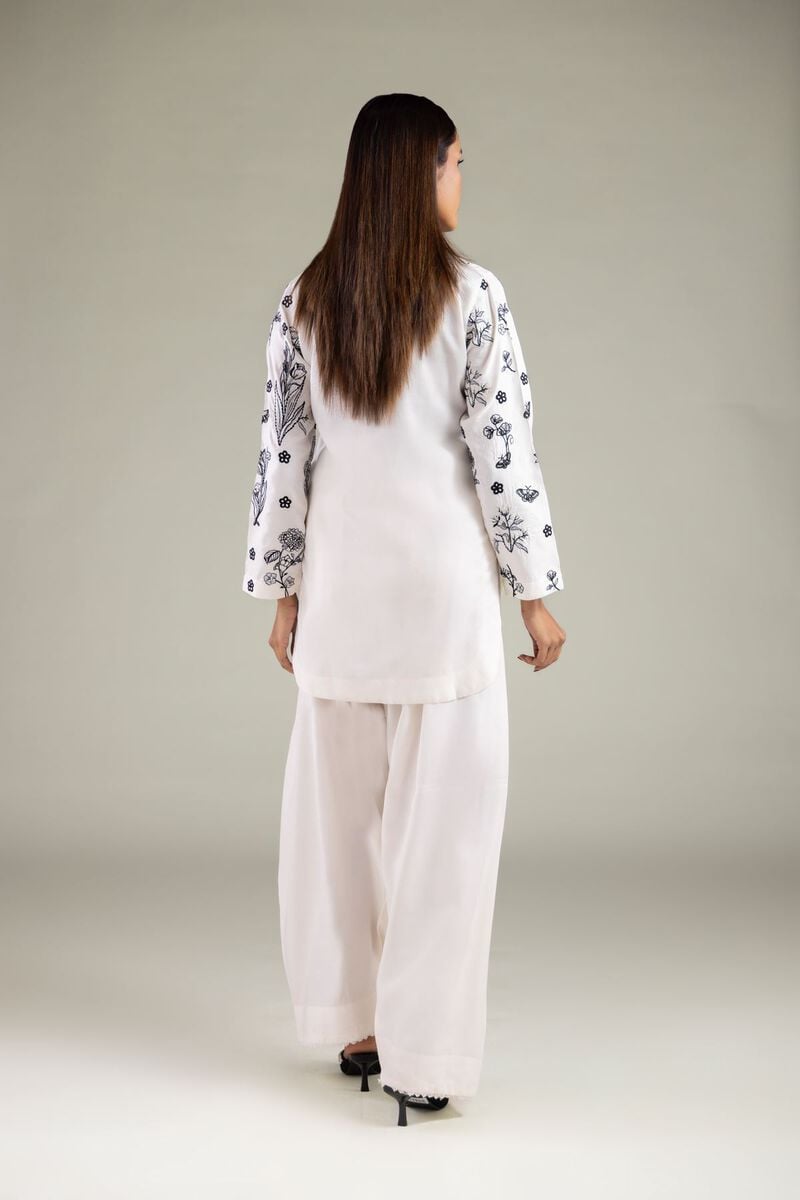 Embroidered | Raw Silk | Floral Scalloped Kurta | USD 60.00